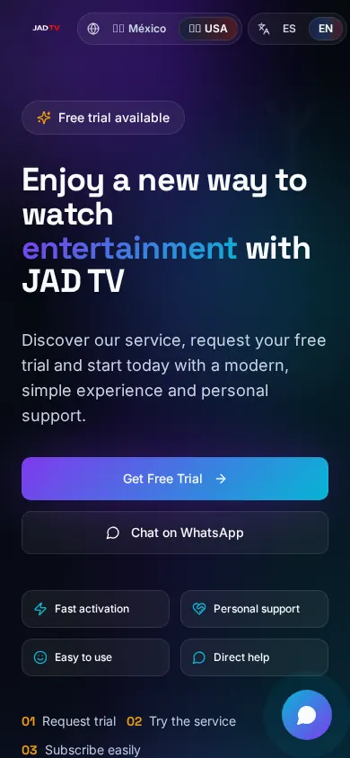 Screenshot real de JAD TV en teléfono.